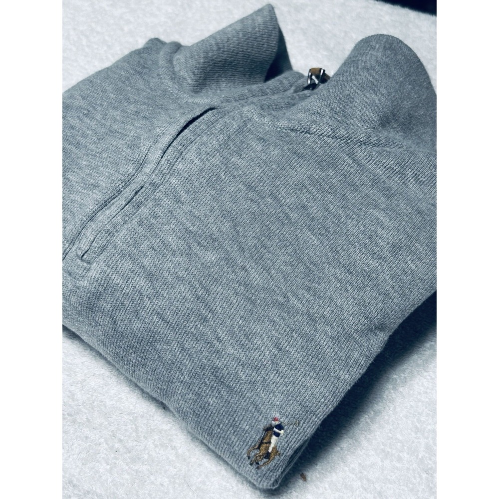 Polo Ralph Lauren Men's Estate-Rib Quarter-Zip Pullover Sweater Light Gray XL